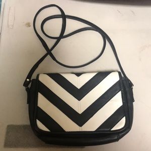 Black and white chevron cross body